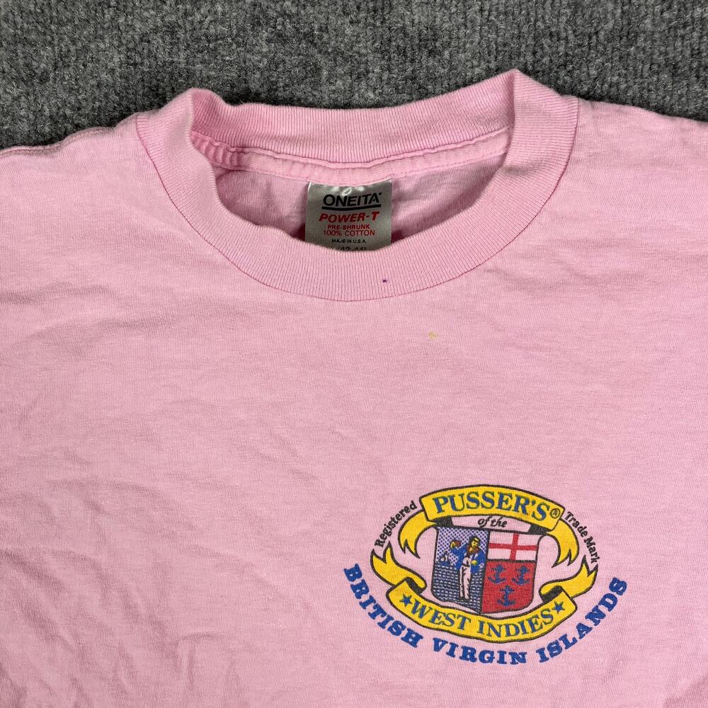 Oneita T-Shirt Womens Large Pink Pusser’s British Virgin‎ Islands Graphic